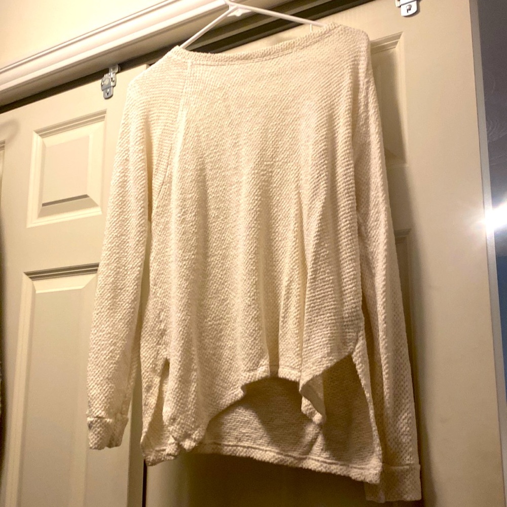 Velvet waffle sweater cream size small